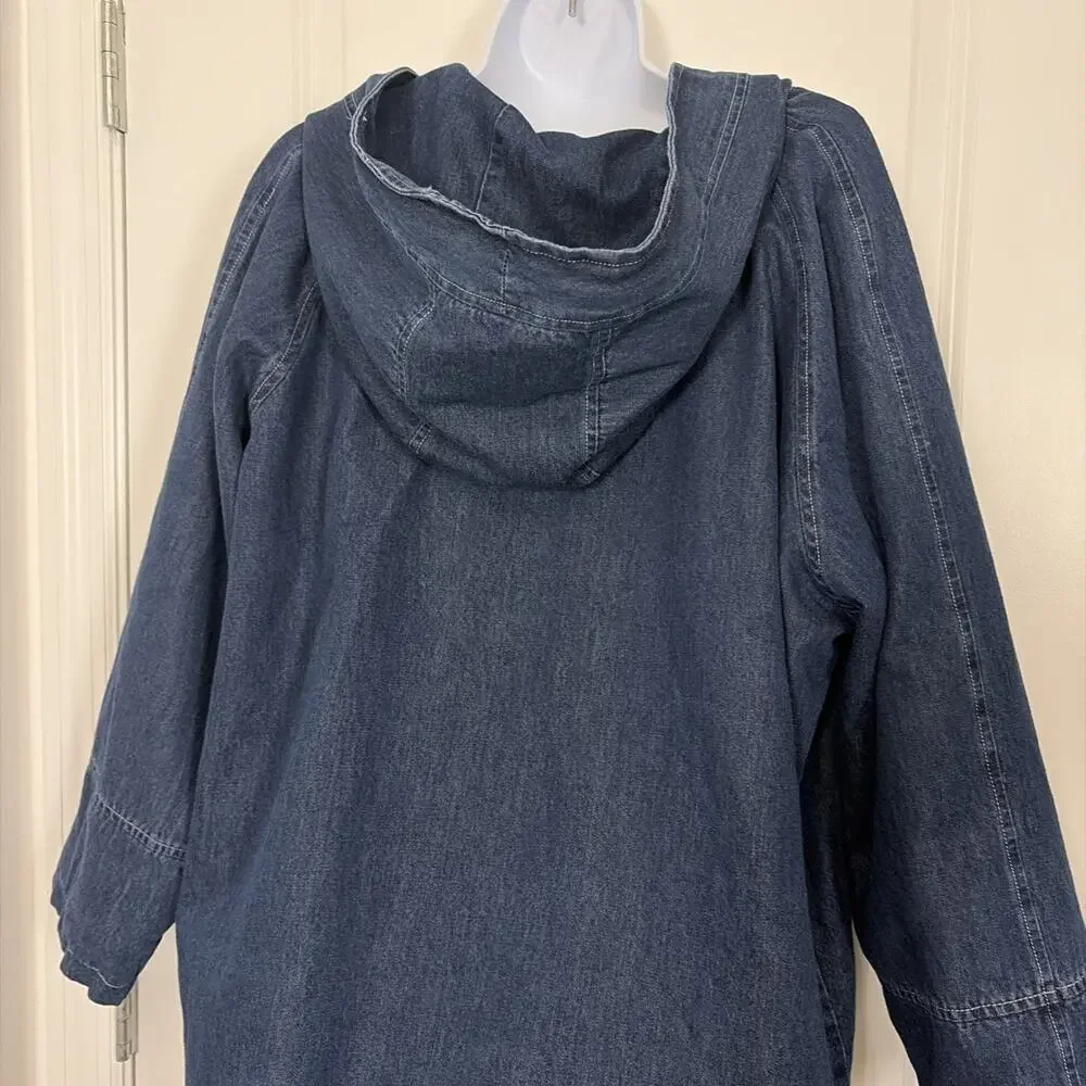 Vtg Denim& Co . Denim Chore Hooded Jacket Size 1x